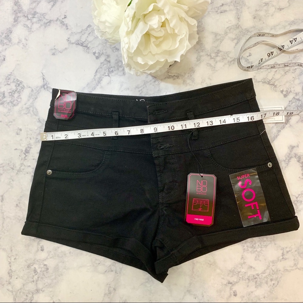 Sz 13 mid rise black shorts NWT NOBO